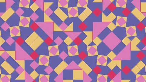 Abstract animated mosaic with geometric tiles. Multicolor dynamic pattern Stock Footage