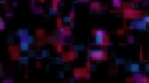 Abstract animated motion background. Glowing colorful neon squares Stock Footage 178910560