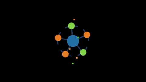 Abstract Animated Network Node Connection and Data Exchange Icon Loop Stock Footage 342300335