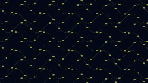 Abstract animated network waves with connected nodes on dark blue background Stock Footage 333151805