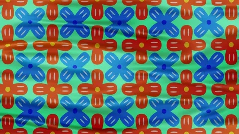 Abstract animated pattern with repeating floral shapes in blue and orange o.. Stock Footage 340538379
