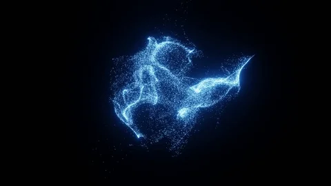 Abstract animated perticle system background with blue sphere disappearing Stock Footage 113949163