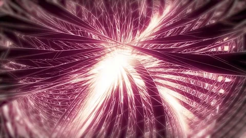 Abstract animated pink motion background of spinning spheres with lines and w Video stock 82476005