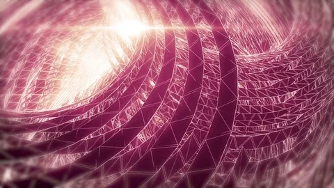 Abstract animated pink motion background of spinning spheres with lines and w Video stock 82514834
