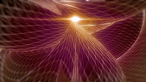 Abstract animated red motion background of spinning spheres with lines and wa Vidéo 82451140