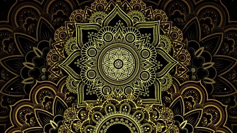 Abstract animated smooth VJ loop geometric seamless kaleidoscope gold pattern Stock Footage 282153244