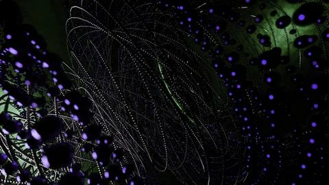 Abstract animated tangled lines and small spheres. Design. Rotating complex Stock Illustration