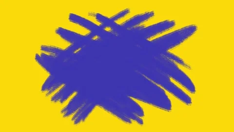 Abstract animated texture video of blue brush strokes on yellow. Stock Footage 315075711