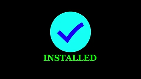 Abstract animated tick mark icon with glowing installed text animation. Vídeo Stock 335700213