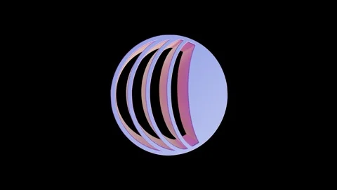 Abstract animation, 3d glossy purple circle with curved cutouts, 4k Stock Footage 338346959