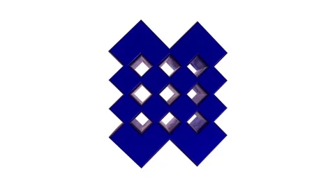 Abstract animation, 3d glossy royal blue geometric lattice shape 4k Stock Footage 338345195