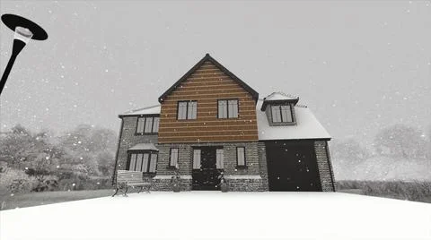 Abstract animation 3d house project and surrounding area in different weather Stockillustratie