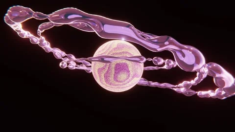 Abstract animation of 3D pearly glitter wavy texture planet with 3 rings Stock Footage 256232011