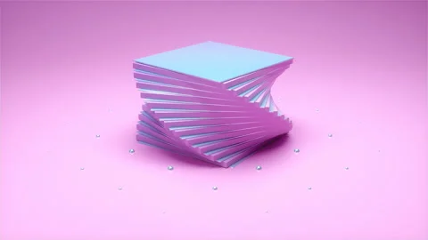 Abstract animation, 3d render.Purple and blue gradient cube, loop Stock Footage 154232888