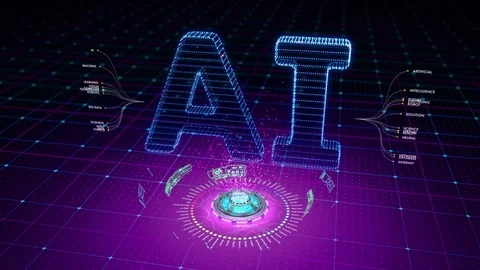 Abstract animation of AI text formed by particles Stock Footage 83092220