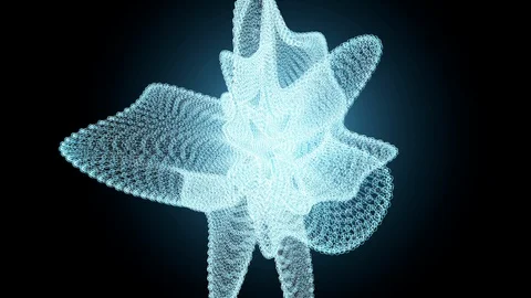 Abstract animation with alpha channel blue glowing bubbles elements in the grid Stock Footage 113274683