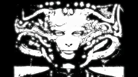 Abstract Animation Artwork With Shine Horror In Black White Colors Video stock 83457949