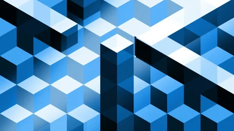 Abstract animation for background, with black, blue and white cubes and bars. Stock Footage 152715443