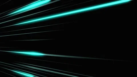 Abstract animation background with dynamic light streaks in teal and black Video stock 320578246