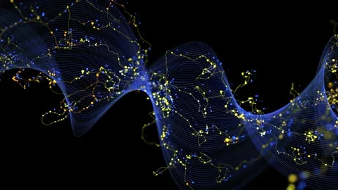 Abstract animation background from  spiral blue grid of force field with ch.. Stock Footage 344042197