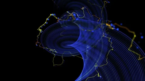 Abstract animation background from  spiral grid of force field with chaotic.. Stock-Footage 332605243