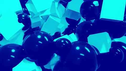 Abstract animation with balls and cubes - loop Stock Footage 161981644