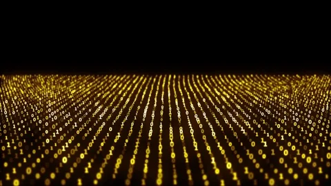Abstract animation of the binary code waves with binary digits 1 and 0 and Stock Footage 78611574