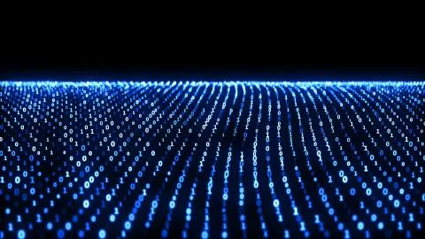 Abstract animation of the binary code waves with binary digits 1 and 0 and Stock Illustration