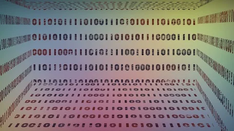 Abstract animation with binary digits running inside a box or small room Stock Footage 113752733