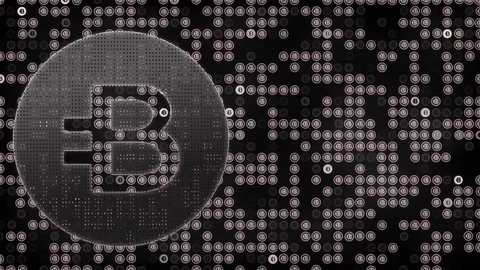 Abstract animation of Bitcoin burstcoin bitshares blockchain crypto currency Видео 85439983