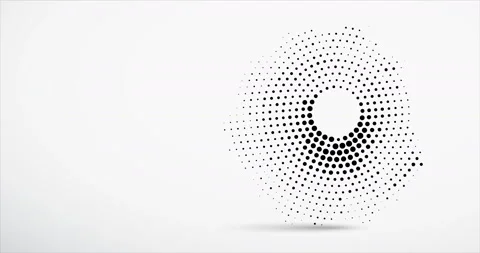 Abstract animation. Black dots halftone in the form of a circle and a large Stock Footage 100460375