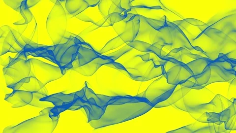 Abstract animation of blue clouds on yellow background, digital art Stock Footage 276616133