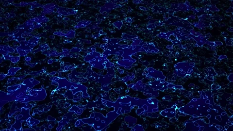 Abstract animation of blue contour shapes and bright neon light outlines Stock Footage 321056880