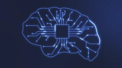 Abstract animation of the brain in the form of a processor with printed cond Stock Footage 250605757