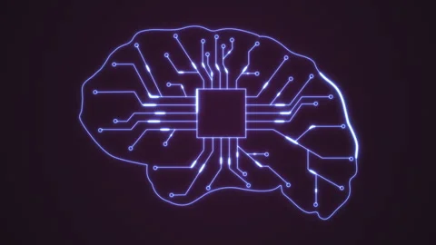 Abstract animation of the brain in the form of a processor with printed cond Stock Footage 252832872