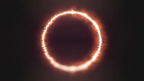 Abstract animation of bright glowing fire circle or ring. Stockbeeldmateriaal 142315192