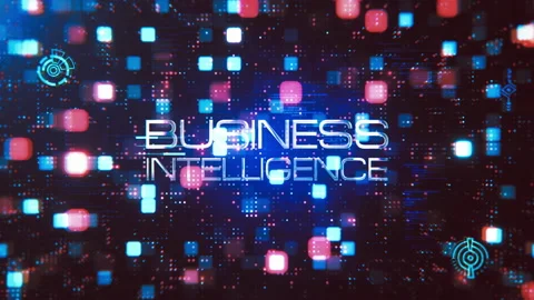 Abstract animation of  Business Intelligence glitch text effect Stock Footage 238678662