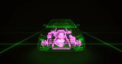 Abstract animation of a car in Illustrazione stock