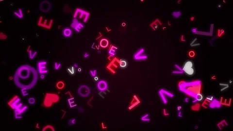 Abstract animation of chaotically flying letters of the word LOVE. Looped motion Stock-Footage 297987402