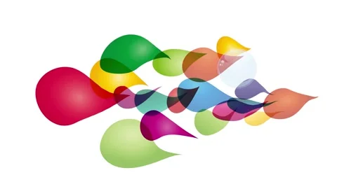 Abstract animation of colorful drops of printer moving on a white background Stock Footage 308151132