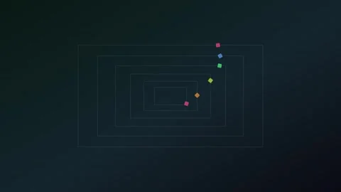 Abstract animation of colorful square elements moving across a dark gradien.. Stock Footage 340468552