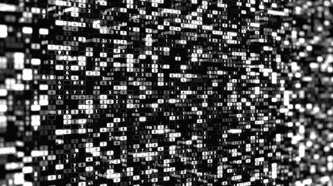 Abstract animation of columns with white digits changing their values on the Ilustração Stock