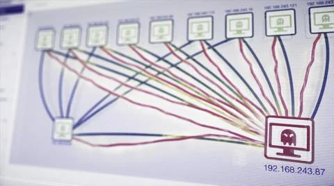 Abstract animation of the computers hacking process. Internet and data security. Stock Illustration