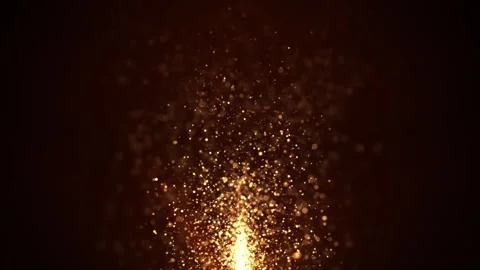 Abstract animation concept of golden particles flying upwards for birthday Stock Footage 310325765