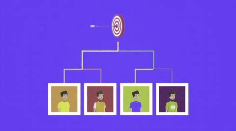 Abstract animation of connection between people in one team with the same goal 스톡 일러스트