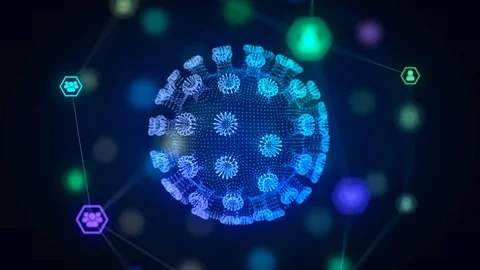 Abstract animation of the Coronavirus. Seamless loop 4k animation. Digital Stock Footage 128733015