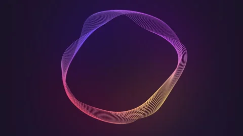 Abstract animation of the deformation of a ring made of a ribbon of thin lin Stock Footage 240833612