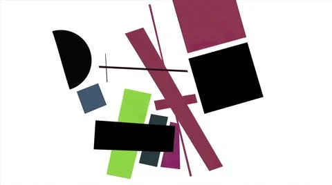 Abstract animation of different flat geometric shapes motion changing their Stock Illustration