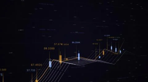 Abstract animation of digital 3d financial chart showing the rise and falling Stock Illustration