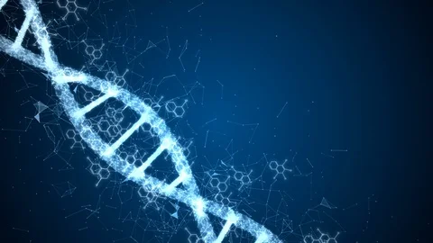 Abstract animation of digital DNA construction. Science animation. Conceptual Stock Footage 115152360